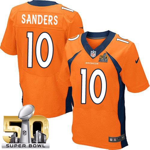 Men's Elite Emmanuel Sanders Super Bowl L Nike Jersey Orange Home - #10 NFL Denver Broncos